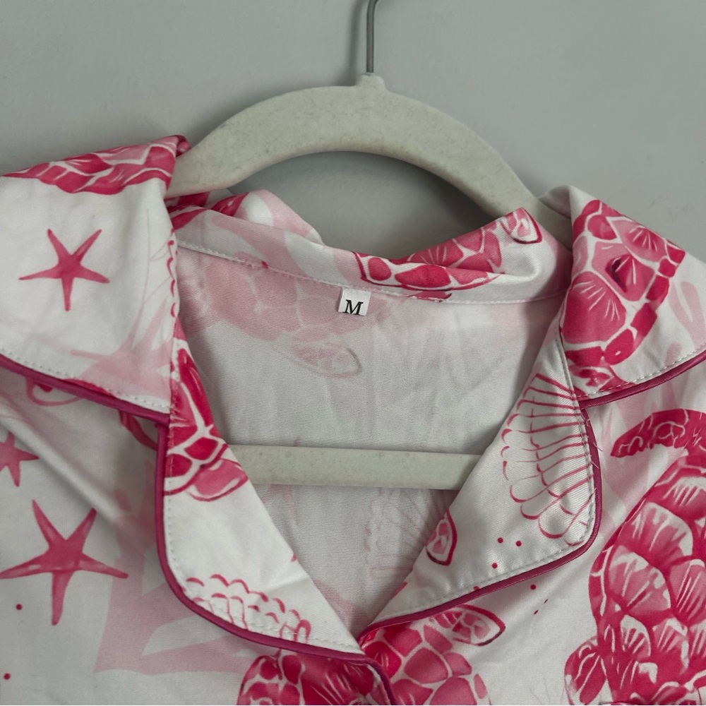 Amazon Pink Turtle Pajama Set size medium trending vacation summer pj set - Picture 4 of 12